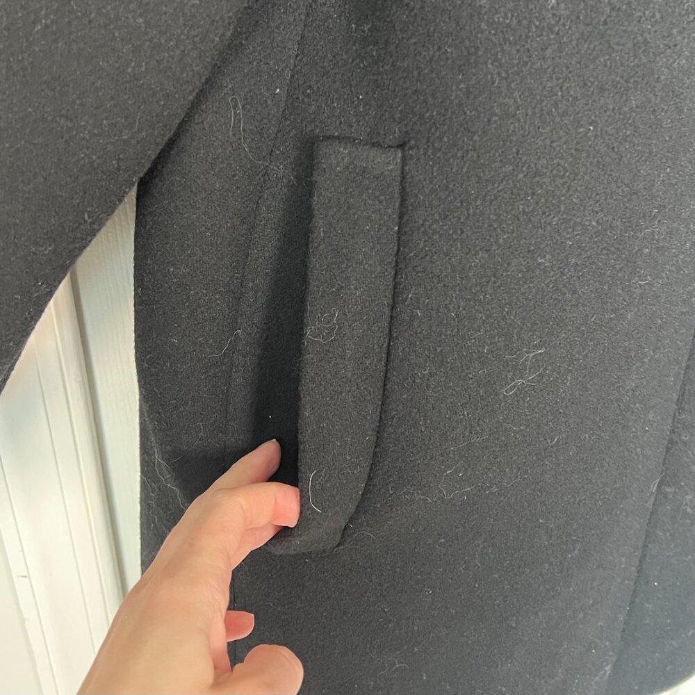 J.Crew Wool Blend High Neck Long Coat with Hidden Zipper Black Size 16 - Picture 5 of 7